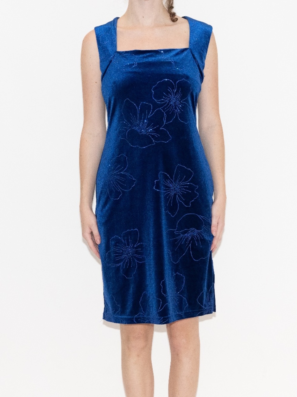 Vintage blue velvet mini dress sparkly size medium younique